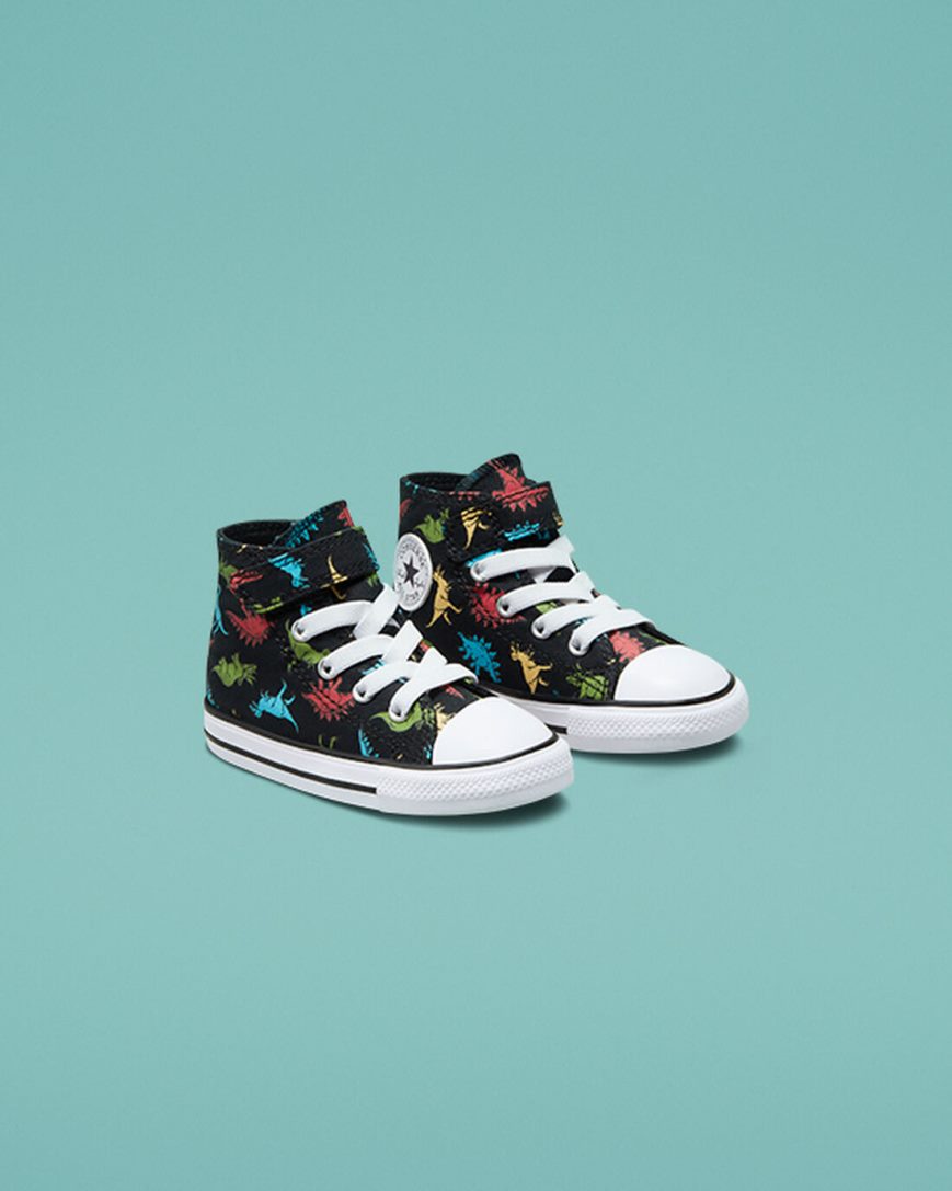 Tenisky Vysoke Converse Chuck Taylor All Star Easy-On Dinosaurs Dievcenske Čierne Červené Modre | SK EXUYD8